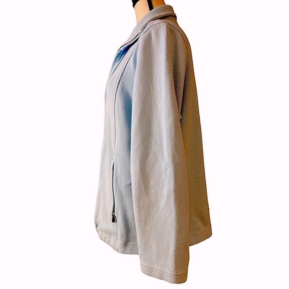 $10$ add on Lady Hathaway light blue cotton blend zip front jacket with pockets - Picture 4 of 13